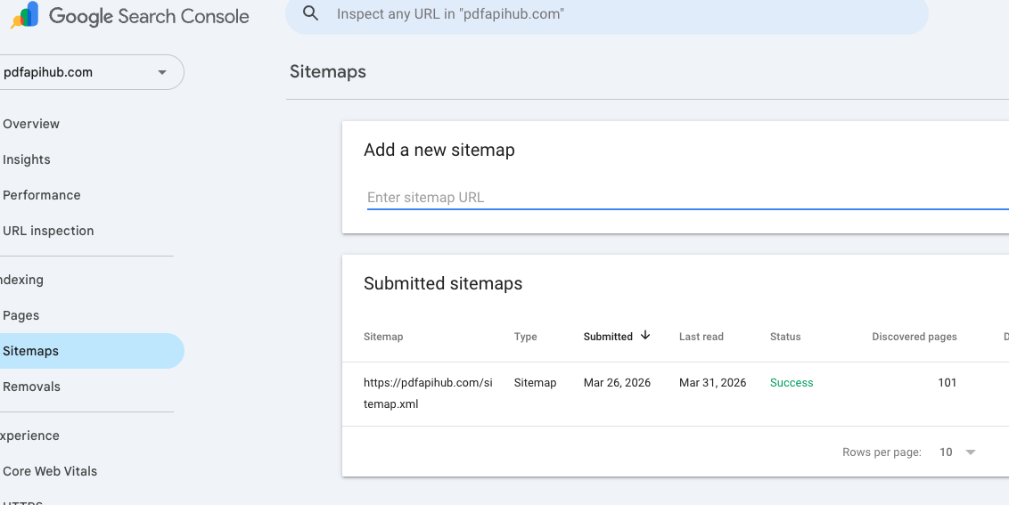 Submit sitemap in Google Search Console